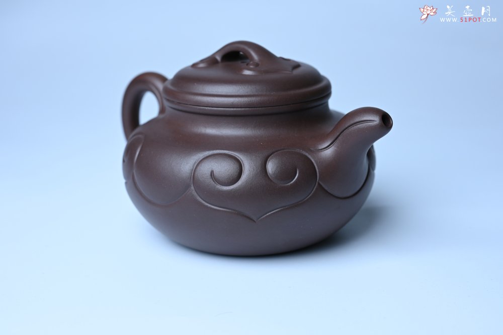 紫砂壶图片：美壶特惠 精致特好老紫泥仿古如意壶 茶人醉爱 - 宜兴紫砂壶网