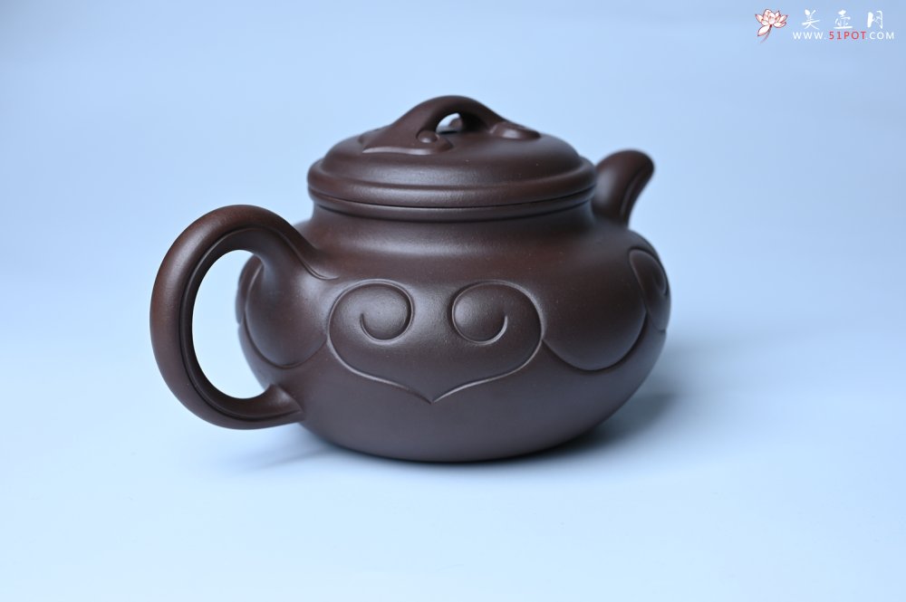 紫砂壶图片：美壶特惠 精致特好老紫泥仿古如意壶 茶人醉爱 - 宜兴紫砂壶网