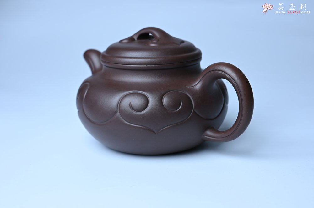 紫砂壶图片：美壶特惠 精致特好老紫泥仿古如意壶 茶人醉爱 - 宜兴紫砂壶网