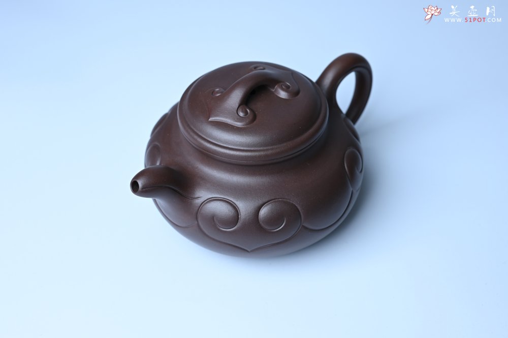 紫砂壶图片：美壶特惠 精致特好老紫泥仿古如意壶 茶人醉爱 - 宜兴紫砂壶网