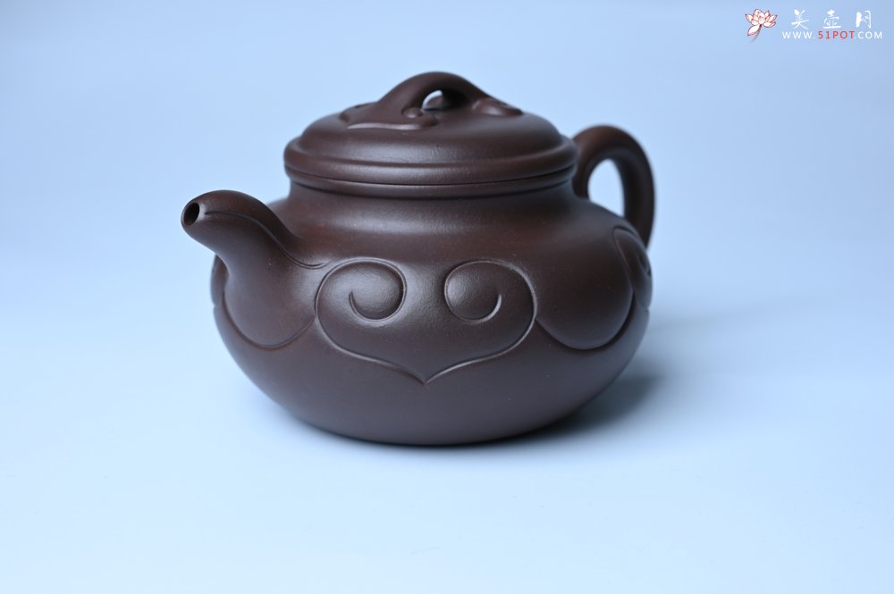 紫砂壶图片：美壶特惠 精致特好老紫泥仿古如意壶 茶人醉爱 - 宜兴紫砂壶网