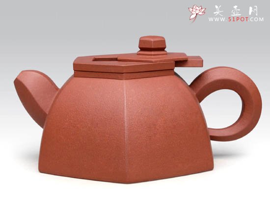紫砂壶图片：六方抽熏  泥料：原矿清水泥  容量：400CC - 宜兴紫砂壶网