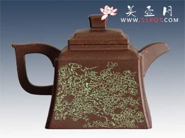 紫砂壶图片：四方抽角 - 宜兴紫砂壶网