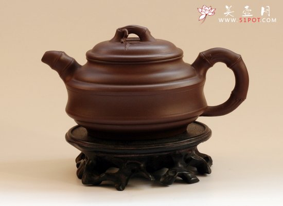 紫砂壶图片：双线竹鼓 - 宜兴紫砂壶网