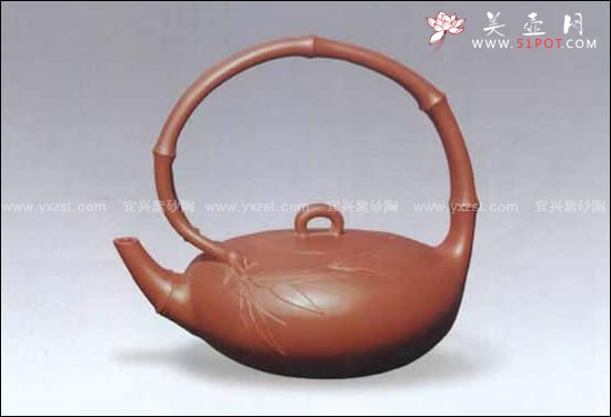 紫砂壶图片：珍竹提梁壶 - 宜兴紫砂壶网