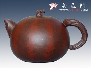 紫砂壶图片：西瓜纹绞泥 - 宜兴紫砂壶网