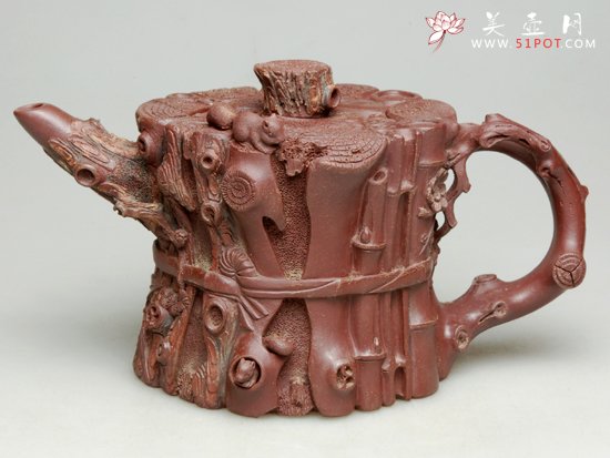 紫砂壶图片：束柴三友  190cc - 宜兴紫砂壶网