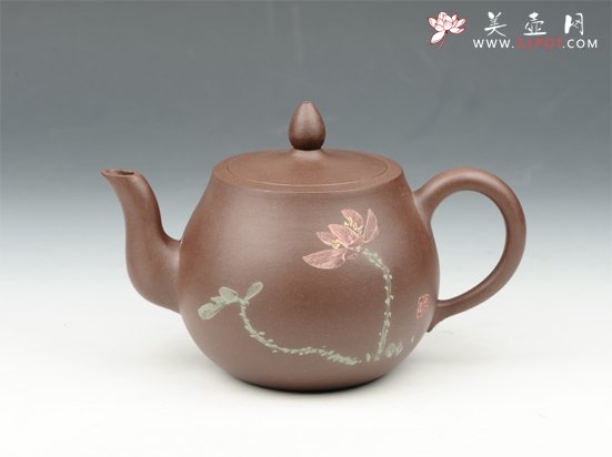 紫砂壶图片：平盖美人肩 350cc 原矿紫泥 - 宜兴紫砂壶网