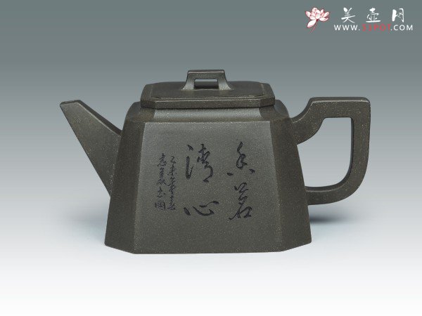 紫砂壶图片：四方抽角 - 宜兴紫砂壶网