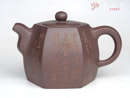 紫砂壶图片：六方壶-450CC... - 宜兴紫砂壶网
