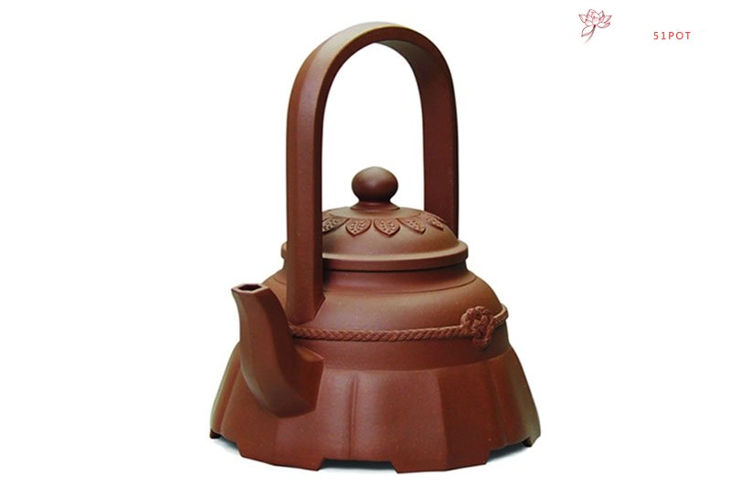 紫砂壶图片：裙花提梁 - 宜兴紫砂壶网