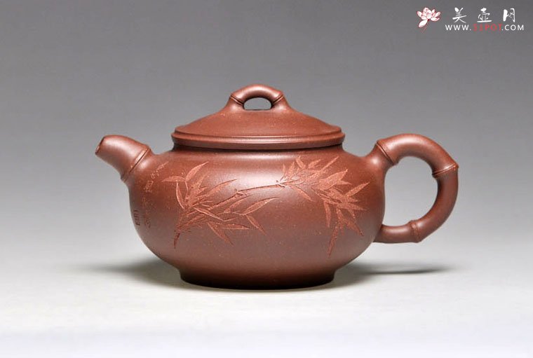 紫砂壶图片：《竹韵》泥料：清水泥 容量：250cc - 宜兴紫砂壶网