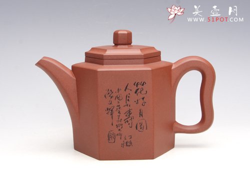 紫砂壶图片：六方 泥料：底槽清 - 宜兴紫砂壶网