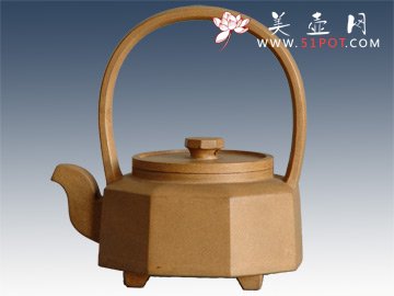 紫砂壶图片：小八方提梁 - 宜兴紫砂壶网