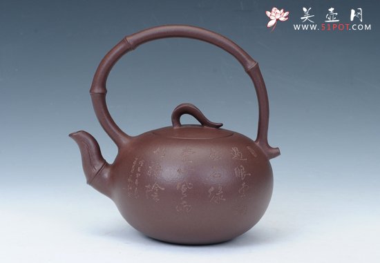 紫砂壶图片：竹节提梁 - 宜兴紫砂壶网