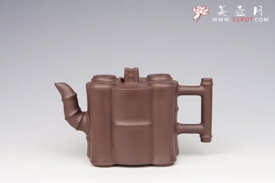 紫砂壶图片：五头竹 紫泥 - 宜兴紫砂壶网