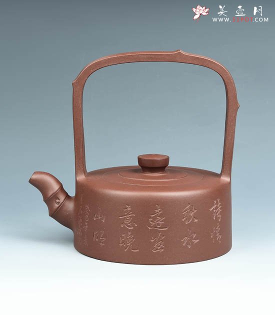 紫砂壶图片：竹扁提梁 - 宜兴紫砂壶网