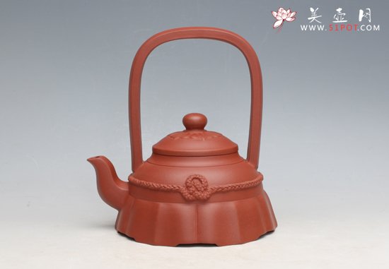 紫砂壶图片：裙花提梁 - 宜兴紫砂壶网