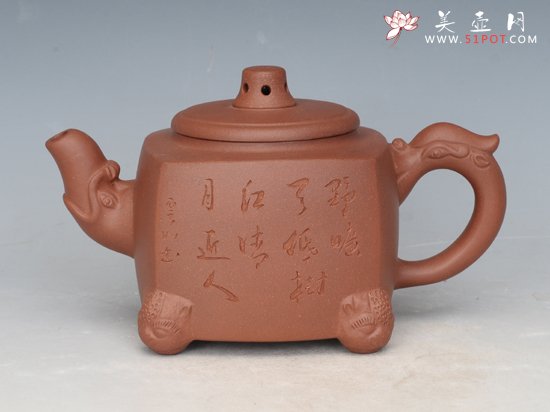 紫砂壶图片：四方龙韵 - 宜兴紫砂壶网