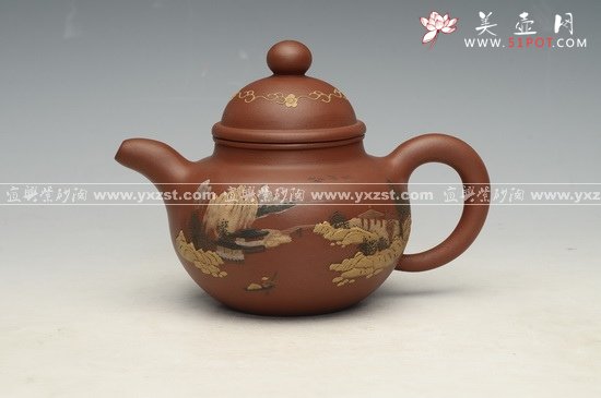 紫砂壶图片：泥绘掇球 - 宜兴紫砂壶网