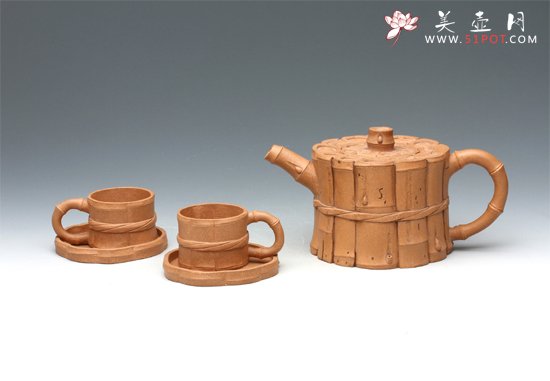 紫砂壶图片：束竹套壶 - 宜兴紫砂壶网