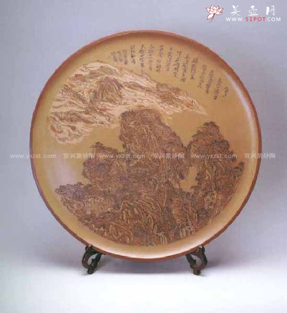 紫砂壶图片：唐人诗意挂盘 - 宜兴紫砂壶网