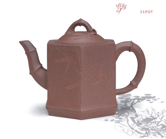 紫砂壶图片：六方劲竹 - 宜兴紫砂壶网