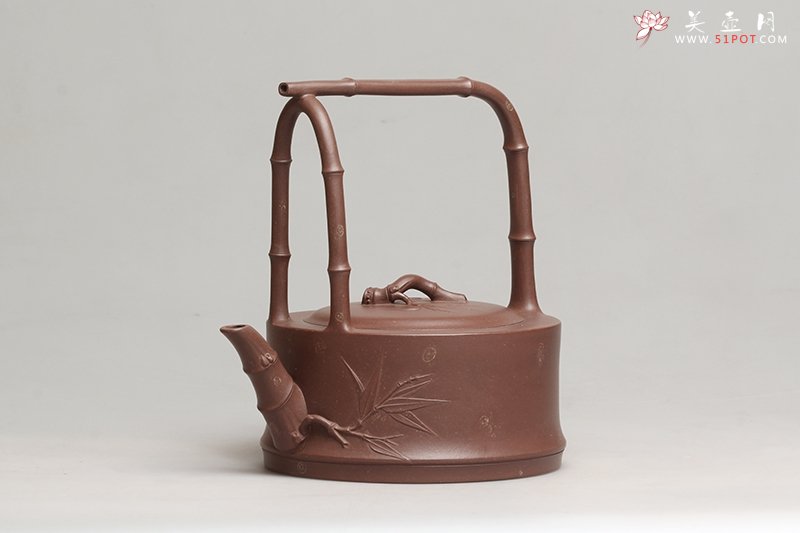 紫砂壶图片：斑竹提梁 - 宜兴紫砂壶网