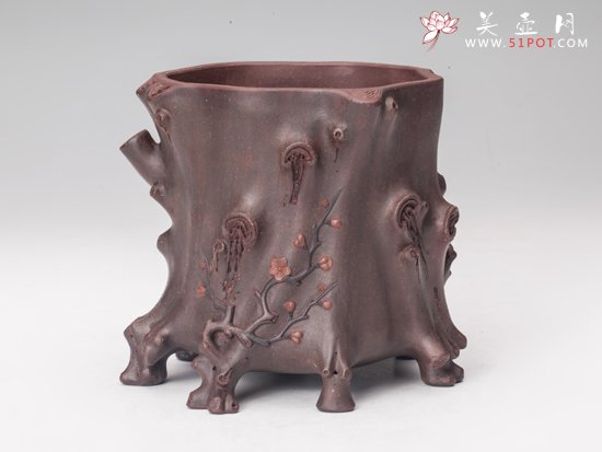 紫砂壶图片：梅桩笔筒 - 宜兴紫砂壶网