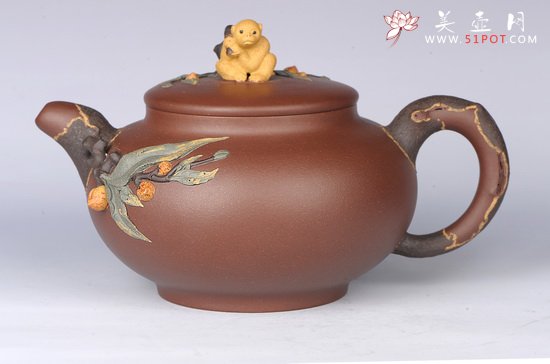 紫砂壶图片：灵猴献桃12 - 宜兴紫砂壶网
