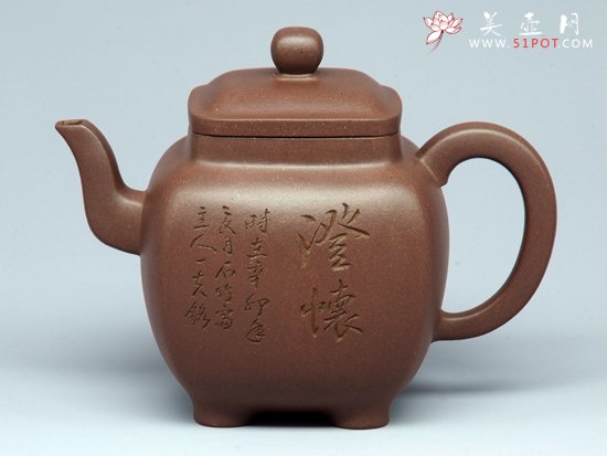 紫砂壶图片：四方壶    泥料：老紫泥 - 宜兴紫砂壶网