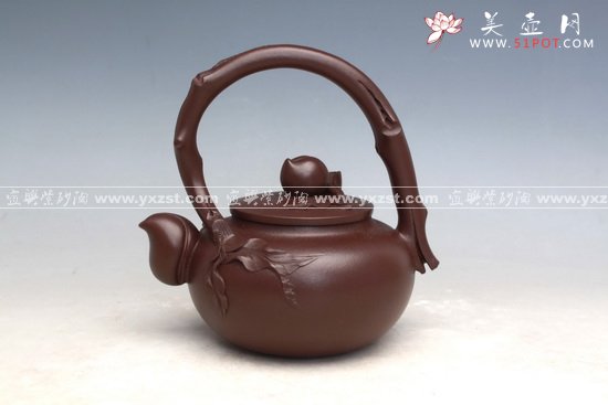 紫砂壶图片：寿桃提梁 - 宜兴紫砂壶网