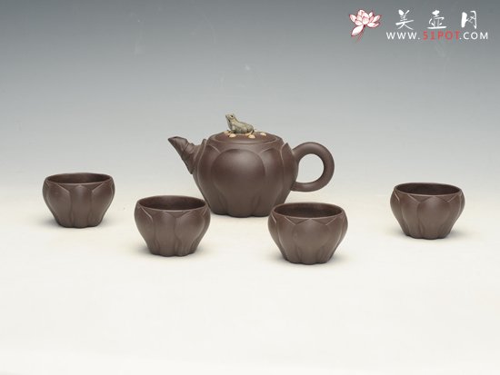 紫砂壶图片：青蛙莲子套壶   容量：180cc - 宜兴紫砂壶网