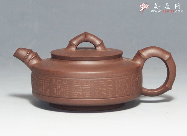 紫砂壶图片：扁园竹 160CC - 宜兴紫砂壶网