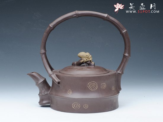 紫砂壶图片：知足提梁 600CC - 宜兴紫砂壶网