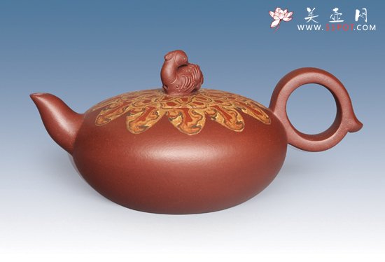 紫砂壶图片：神鸟（红） - 宜兴紫砂壶网
