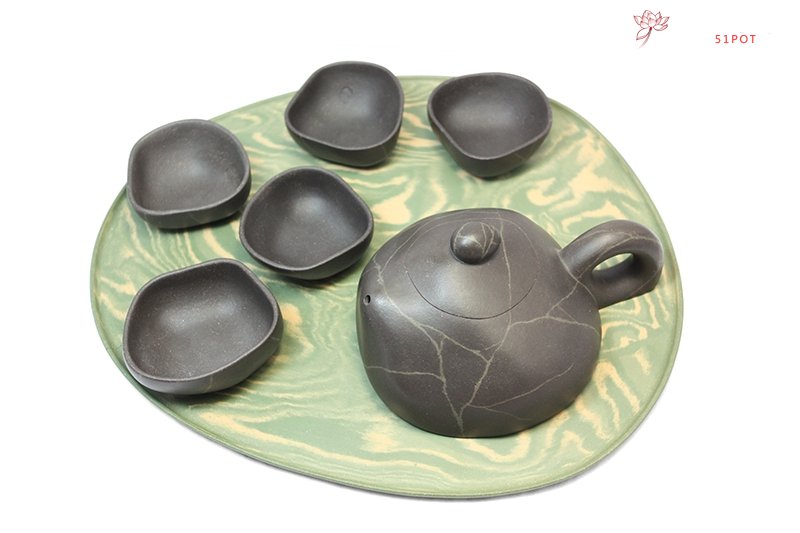 紫砂壶图片：溪趣（七件套茶具） - 宜兴紫砂壶网