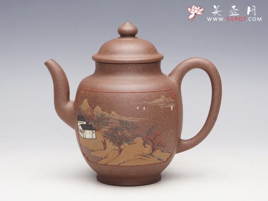 紫砂壶图片：泥绘酒壶 - 宜兴紫砂壶网