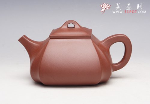 紫砂壶图片：四方抽角石瓢 - 宜兴紫砂壶网