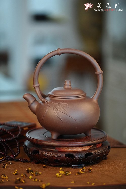 紫砂壶图片：智竹提梁 - 宜兴紫砂壶网