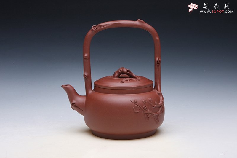 紫砂壶图片：寒梅提梁 - 宜兴紫砂壶网
