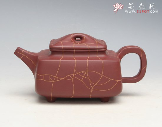 紫砂壶图片：四方冰纹 - 宜兴紫砂壶网