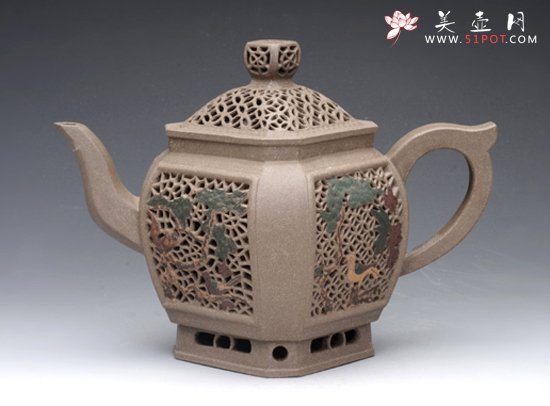 紫砂壶图片：镂空壶（全手工）120000元 - 宜兴紫砂壶网