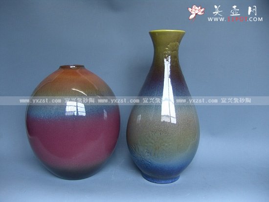 紫砂壶图片：彩釉瓶 - 宜兴紫砂壶网