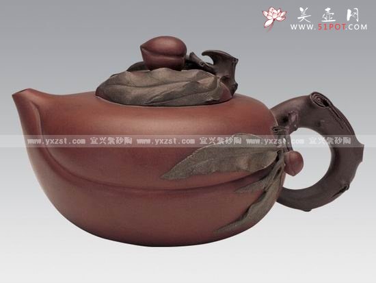 紫砂壶图片：寿桃壶 - 宜兴紫砂壶网