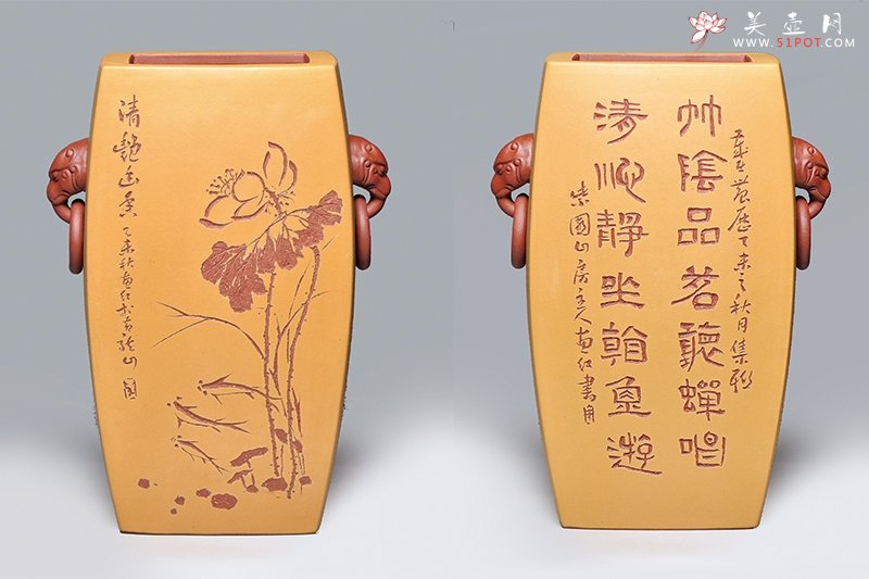 紫砂壶图片：兽耳瓶 - 宜兴紫砂壶网