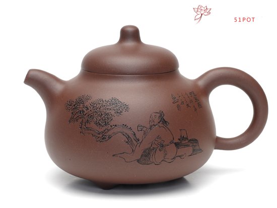 紫砂壶图片：乳丁    泥料：原矿老拼紫    容量：350CC - 宜兴紫砂壶网