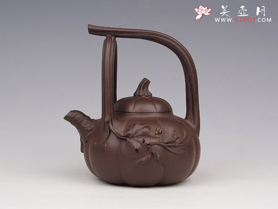 紫砂壶图片：南瓜提梁 - 宜兴紫砂壶网