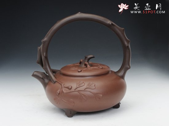 紫砂壶图片：银杏提梁 - 宜兴紫砂壶网