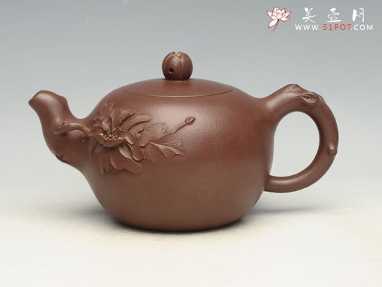 紫砂壶图片：牡丹  容量：300cc - 宜兴紫砂壶网